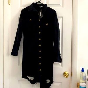 Fashion nova black denim distressed dress